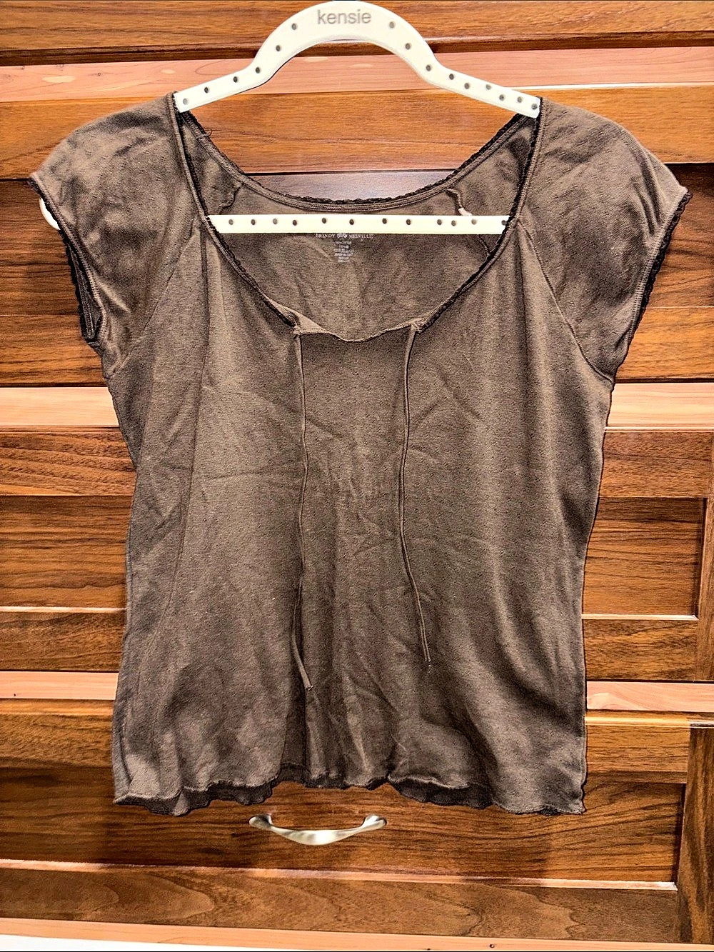 Brandy Melville Noa Brown Short Sleeve Tee Size